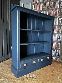 Large Freestanding Painted Chunky Pine Display Bookcase With Storage Drawers VGC