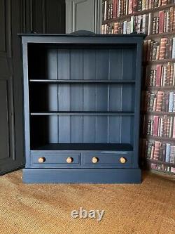 Large Freestanding Painted Chunky Pine Display Bookcase With Storage Drawers VGC