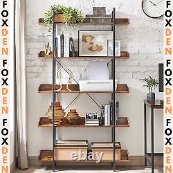 Large Heavy Duty 5 Levels Storage Rack Rustic Industrial Bookshelf Steel Frame