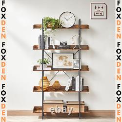 Large Heavy Duty 5 Levels Storage Rack Rustic Industrial Bookshelf Steel Frame