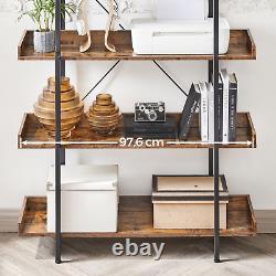 Large Heavy Duty 5 Levels Storage Rack Rustic Industrial Bookshelf Steel Frame