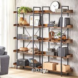 Large Heavy Duty 5 Levels Storage Rack Rustic Industrial Bookshelf Steel Frame