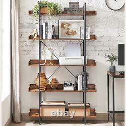 Large Heavy Duty 5 Levels Storage Rack Rustic Industrial Bookshelf Steel Frame