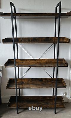 Large Heavy Duty 5 Levels Storage Rack Rustic Industrial Bookshelf Steel Frame