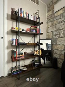 Large Heavy Duty 5 Levels Storage Rack Rustic Industrial Bookshelf Steel Frame