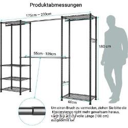 Large Heavy Duty Clothes Rail Rack Garment Hanging Stand Open Wardrobe Shelf UK