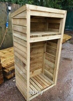 Log Store Heavy Duty Timber Garden Shed Complete With Kindling Shelf Assembled