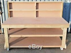 MDF Wooden Workbench 4FT to 8FT Work Table Industrial Bench Heavy Duty