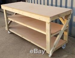 MDF Wooden Workbench 4FT to 8FT Work Table Industrial Bench Heavy Duty