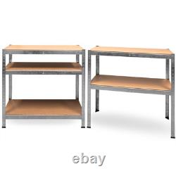 MONZANA 10x Heavy Duty Freestanding Garage Shelves Steel / MDF Shelving Storage