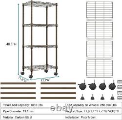 MZG 1000 lbs 4-Shelf Adjustable Heavy Duty Steel Wire Rack for Kitchen, Garage