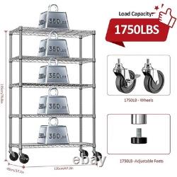 MZG Heavy Duty Racking Shelf Garage Shelving Storage Shelves /Wheel 180x120x45cm