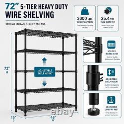M MZG 5 Tier Wire Rack Free Standing Shelving Unit Adjustable Heavy Duty Storage
