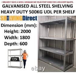 Made in UK. Extra Heavy Duty Racking Shelving Unit 4 Tiers 500KG UDL per Shelf