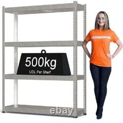 Made in UK. Extra Heavy Duty Racking Shelving Unit 4 Tiers 500KG UDL per Shelf