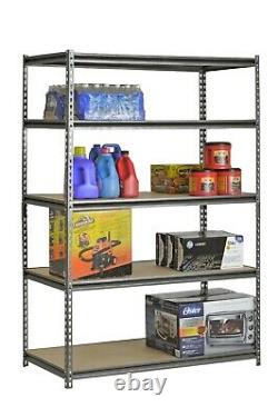 Metal Muscle Rack Shelving Storage 48W x 24D x 72H Garage 5 Shelf Heavy Duty