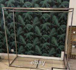 Modern Stainless Steel Clothing Rail with Glass Shelves 160cm x 160cm Heavy Duty