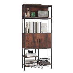 Multifunctional Bookshelf Storage Cabinet 2 Door Bookcase with Shelves & Cupboard