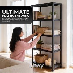 NEW! 2x 5 Tier Black Plastic Heavy Duty Shelving Racking Storage Unit