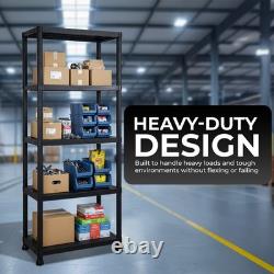 NEW! 2x 5 Tier Black Plastic Heavy Duty Shelving Racking Storage Unit