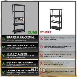 NEW! 2x 5 Tier Black Plastic Heavy Duty Shelving Racking Storage Unit