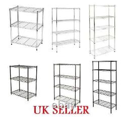 NEW! 3/4/5 Tier Heavy Duty Steel Wire Rack Shelf Storage Shelving Unit UK