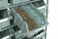 NEW Heavy Duty Storage 7 Shelves Shelf Rack Steel Shelving 16 Bins Wheels 36 In