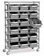 Nsf Commercial Grade Storage Bin Rack 7 Shelves 18 Heavy Duty Bins On Wheels