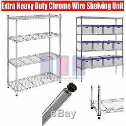 New 4 Shelf Chrome Wire Shelving Unit New 6ft Tall Racking Heavy Duty Storage