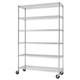 New 6-tier Chrome Metal Storage Rack With Wheels, Heavy Duty Adjustable Shelves