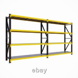 New Double Heavy Duty Shelving Boltless Shelf Metal Garage Office Black & Yellow