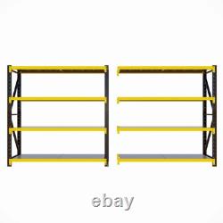 New Double Heavy Duty Shelving Boltless Shelf Metal Garage Office Black & Yellow
