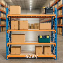 New Heavy Duty Shelving Bay 2m H x 4m L x 60cm D Double Bay Blue and Orange