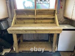 New! Heavy Duty Wooden Workbench Indoor, Outdoor Work Table Inc Backboard