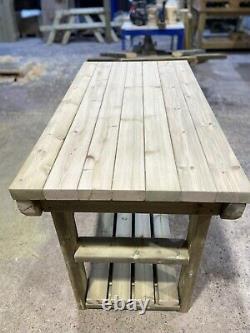 New! Heavy Duty Wooden Workbench Indoor, Outdoor Work Table Workshop Bench