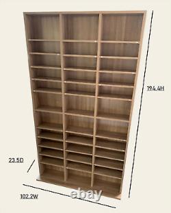 Oak Storage Shelf Rack Unit Free Standing Bookcase Video Games 1116 CD/528 DVD