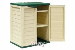 Outdoor Garden Storage Cupboard 2 Door Cabinet 2 Shelves Heavy Duty Plastic Unit