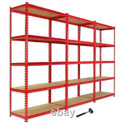 Pack of 3 Garage Shelving Unit 5 Tier Heavy Duty Rack for Storage Steel