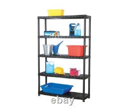 Plastic Shelving Unit Garage Storage 5 Tier Heavy Duty 1200mm x 400mm x 1850mm