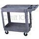 Qualize Heavy Duty Two Shelf Industrial Polypropylene Utility Push Cart 16 X 30