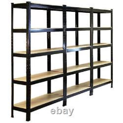 Racking Storage Shelving 75cm Heavy Duty Garage 5 Tier Black & Blue Steel Shelf