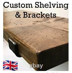 Reclaimed Scaffold Board Shelf Heavy Duty Steel Shelves Brackets & Wood Shelving