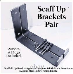 Reclaimed Scaffold Board Shelf Heavy Duty Steel Shelves Brackets & Wood Shelving