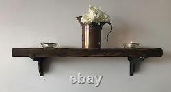 Reclaimed Scaffold Board Shelf Industrial Shelving Rustic Solid Wood & Brackets