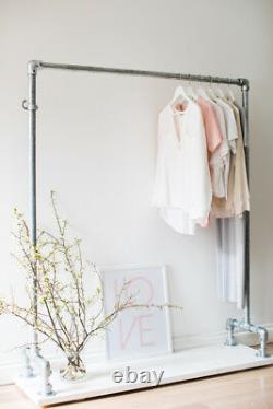 Reclaimed Vintage Industrial Style Clothes Rail with Bottom Shelf