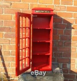 Red London Phone Telephone Box Cd Dvd Storage Display Cabinet Book Wood Cupboard