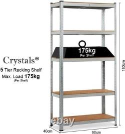 Reliable Heavy Duty Steel Racking Shelf Unit 90x40x180cm, 175kg Max Load