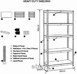 Reliable Heavy Duty Steel Racking Shelf Unit 90x40x180cm, 175kg Max Load Reliable Heavy Duty Steel Racking Shelf Unit 90x40x180cm, 175kg Max Load