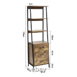 Retro Bookcase 4-Tier Shelving Unit Display Rack Cabinet Plant Stand Metal Frame