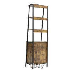 Retro Bookcase 4-Tier Shelving Unit Display Rack Cabinet Plant Stand Metal Frame